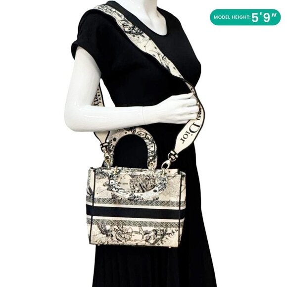 Christian Dior  Lady D-Lite Medium Embroidered Zodiac Toile De Jouy Shoulder Bag - Picture 2 of 13